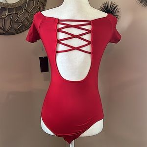 NWT Red Strappy Back Bodysuit